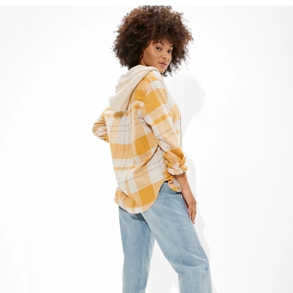 AMERICAN EAGLE Cozy Cabin Oversized Hoodie Flannel - Picture 6 of 8